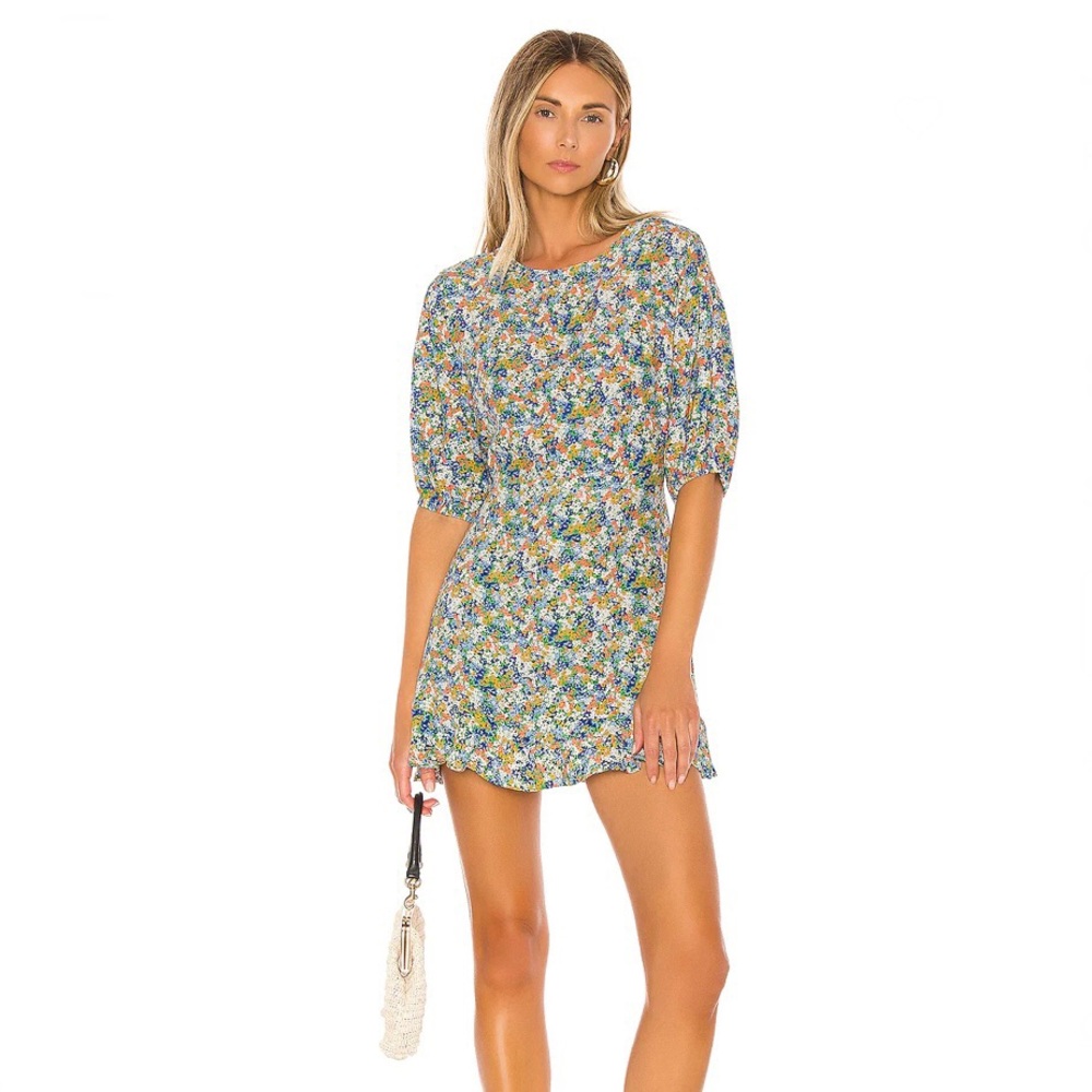 NEW FAITHFULL THE BRAND REVOLVE FLORAL PRINT MINI DRESS